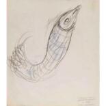 Drawing titled "Poisson (Fish)" by Marc Chagall, Original Artwork, Graphite