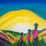 Painting titled "Sur le chemin." by Marc Felix, Original Artwork, Acrylic