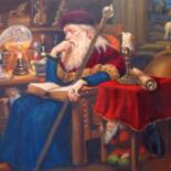 Painting titled "The old alchemist" by Marcel Lorange, Original Artwork, Oil