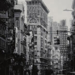Painting titled "New York City Soho" by Marco Barberio, Original Artwork, Acrylic Mounted on Wood Stretcher frame
