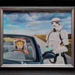 Painting titled "Cosplay Wars" by Marco Santos, Original Artwork, Oil Mounted on Wood Stretcher frame