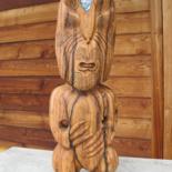 Sculpture intitulée "Tiki, Maori Pa entr…" par Marc Poget, Œuvre d'art originale, Bois