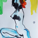 Painting titled "Nude watercolor 0086" by Margarita Felis, Original Artwork, Watercolor