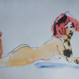 Peinture intitulée "Nude watercolor 0088" par Margarita Felis, Œuvre d'art originale, Aquarelle