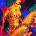 Painting titled "Nude a0004" by Margarita Felis, Original Artwork, Acrylic