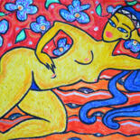 Painting titled "Nude on paper2" by Margarita Felis, Original Artwork, Wax