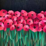 Painting titled "DANCE OF POPPIES" by Maria Tuzhilkina, Original Artwork, Acrylic Mounted on Wood Stretcher frame