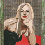 Painting titled "Girl from improvise…" by Maria&Vadim Lipovsky, Original Artwork, Wood Mounted on Other rigid panel