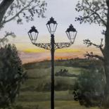Painting titled "Le soir tombe à Fue…" by Marian Cobos, Original Artwork, Watercolor