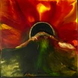 Peinture intitulée "Le soleil noir" par Marie Claude Lambert, Œuvre d'art originale, Peinture vitrail