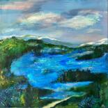 Peinture intitulée "Mon lac tout bleu" par Marie Claude Lambert, Œuvre d'art originale, Acrylique