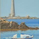 Drawing titled "Phare de l'ile Vier…" by Marie-Françoise Le Néen, Original Artwork, Pastel