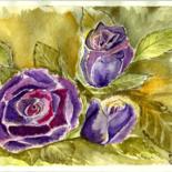 Peinture intitulée "Les Roses de mon ja…" par Marie-José Longuet, Œuvre d'art originale, Aquarelle