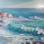 Ode à Gaïa : la Mer, essentielle à toute vie. Technique mixte et reliefs sur toile by Marie Landreau