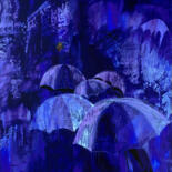 Peinture intitulée "il pleut sur la vil…" par Marie-Noëlle Gagnan, Œuvre d'art originale, Acrylique