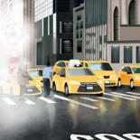 Peinture intitulée "New-York cabs" par Marie Perony, Œuvre d'art originale, Peinture numérique