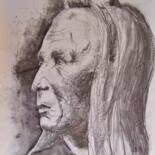 Dessin intitulée "Vieux chef indien" par Marie-Pierre Jan, Œuvre d'art originale, Crayon