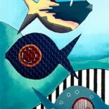 Malarstwo zatytułowany „Bande de poissons 1” autorstwa Marie-Pierre Jan, Oryginalna praca, Akryl Zamontowany na Drewniana ra…