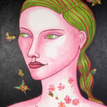 Peinture intitulée "Déva aux papillons" par Marie-Sophie Ewreïnoff (Sofi Ewreïnoff), Œuvre d'art originale, Acrylique