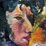 Pintura intitulada "la toile au romanti…" por Marie Claude Ramain, Obras de arte originais