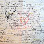 Drawing titled ""Love-2."" by Marie Ruda, Original Artwork, Ink