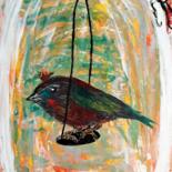 Malerei mit dem Titel "Der Vogel im Glas." von Marie Ruda, Original-Kunstwerk, Acryl