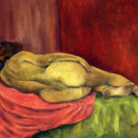Painting titled "Female nude model o…" by Michelangelo Verso, Original Artwork, Oil