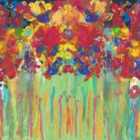 Painting titled "Flowers in the Gard…" by Marian Bogatu, Original Artwork, Tempera