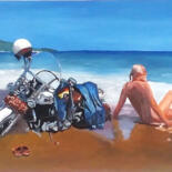 Peinture intitulée ""Neptun is a Harley…" par Mark Herzog, Œuvre d'art originale, Huile