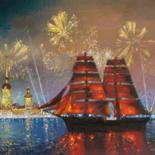 Painting titled "Scarlet Sails, salu…" by Mark Kremer, Original Artwork, Oil