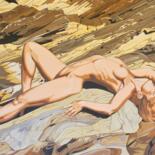 Painting titled "On the Rocks" by Mark Roberts, Original Artwork, Acrylic Mounted on Wood Stretcher frame