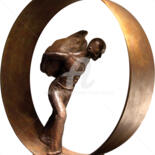 Sculpture intitulée "Sysiphe" par Martine France Moreau, Œuvre d'art originale, Bronze