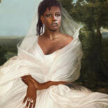 Arts numériques intitulée "femme noire dans ro…" par Masa Zodros, Œuvre d'art originale, Peinture numérique