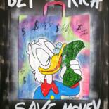 Pittura intitolato ""Get Rich Save Mone…" da Ma$K, Opera d'arte originale, Acrilico Montato su Telaio per barella in legno