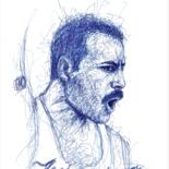 Painting titled "Freddie Mercury - o…" by Mateja Marinko, Original Artwork, Ink