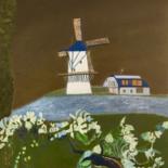 Peinture intitulée "Le moulin à vent -…" par Maurice Bellolo, Œuvre d'art originale, Huile Monté sur Châssis en bois