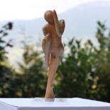 Sculpture titled "Coureur à pieds" by Max Bernard, Original Artwork, Wood