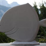 Sculpture intitulée "Turbot" par Max Bernard, Œuvre d'art originale, Béton cellulaire