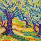 Drawing titled "Turbulent orchard" by Maja Grecic, Original Artwork, Pastel