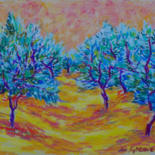 Dessin intitulée "Summertime orchard" par Maja Grecic, Œuvre d'art originale, Pastel