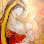 Peinture intitulée "La vierge à l'enfant" par Matray Marie-Christine, Œuvre d'art originale, Huile