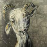 Malerei mit dem Titel "Goat, Geiss" von Silvia Messerli, Original-Kunstwerk, Acryl