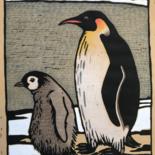 Gravures & estampes intitulée "Pinguin (Kaiserping…" par Margreet Duijneveld, Œuvre d'art originale, Linogravures