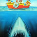 Peinture intitulée ""Jaws"" par Michael Loeb, Œuvre d'art originale, Huile