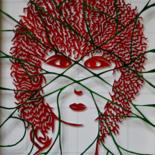 Schilderij getiteld "Portrait rouge" door Michel Castanier, Origineel Kunstwerk, Acryl