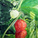 Painting titled "FRAISES" by Michel Cendra-Terrassa, Original Artwork, Watercolor