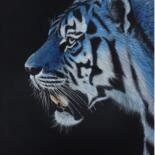 Dessin intitulée "The blue Tiger..." par Michel Guillet, Œuvre d'art originale, Pastel