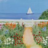 Painting titled "Garden Island" by Michela Curtis, Original Artwork, Oil