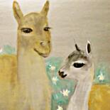 Painting titled "The Guanacos" by Michela Curtis, Original Artwork, Oil