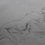 Dessin intitulée "Femme à la pose lan…" par Michèle Baylet-Brunet, Œuvre d'art originale, Fusain